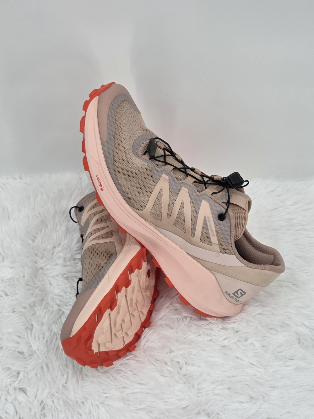 Salomon Sense Ride 4 Women’s US 10 Trail Running Shoes Beige Pink Quicklace